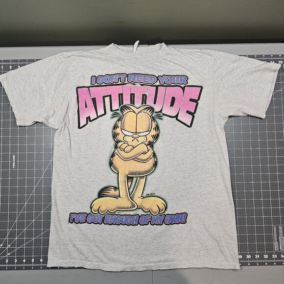 Vintage Garfield Tshirt Large 90s Singlestitch Thrashed Distressed Grunge Skater - Picture 1 of 11